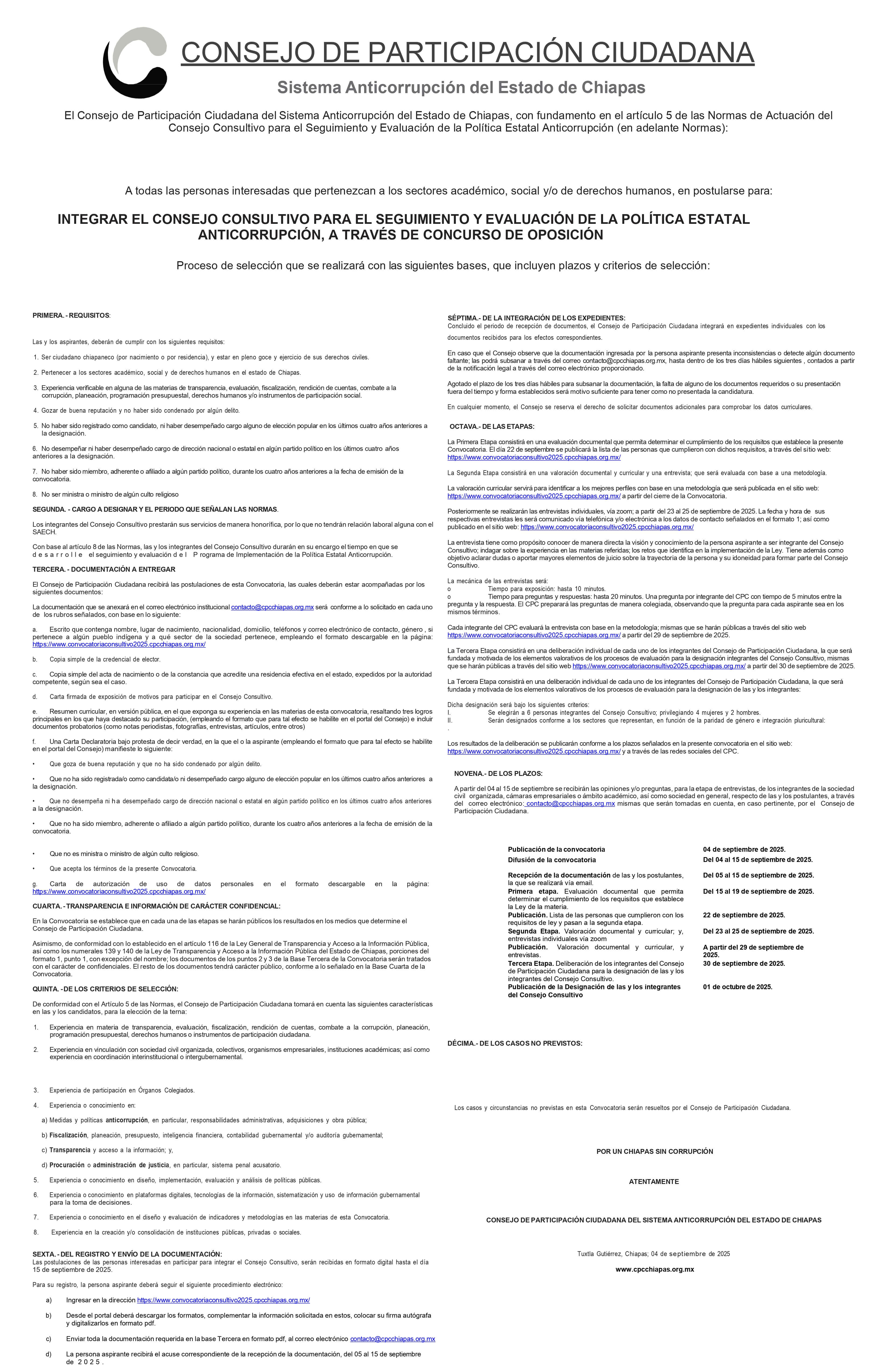 Convocatoria Consejo Consultivo 2025